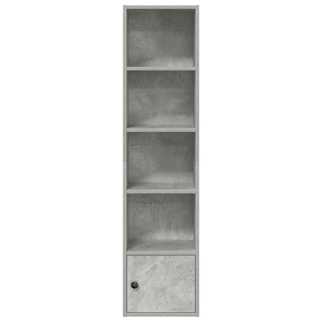 Βιβλιοθήκη Γκρι Σκυροδέματος 31x24x127 εκ. Επεξεργ. Ξύλο