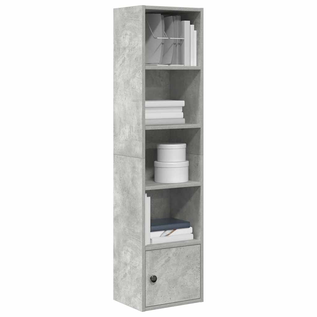 Βιβλιοθήκη Γκρι Σκυροδέματος 31x24x127 εκ. Επεξεργ. Ξύλο