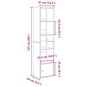 Βιβλιοθήκη Γκρι Sonoma 31x24x127 εκ. από Επεξεργασμένο Ξύλο