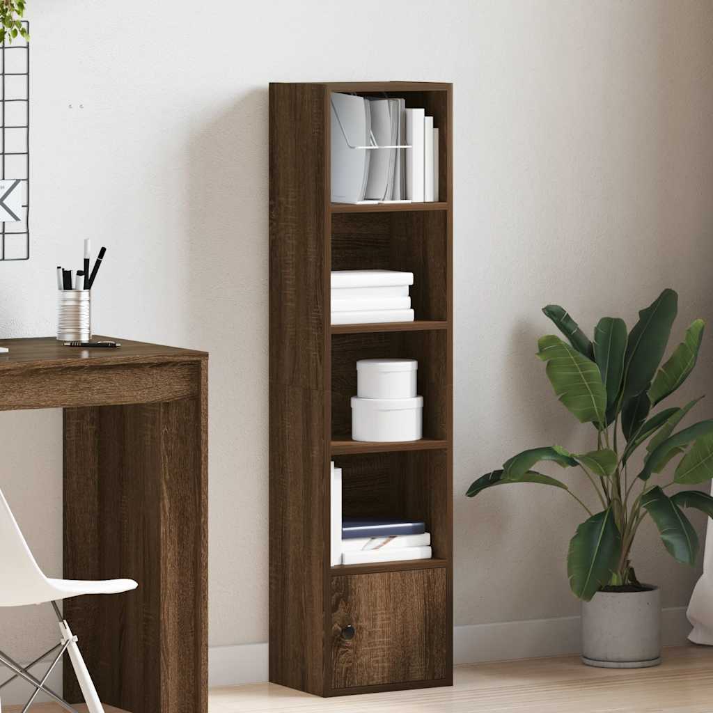 Βιβλιοθήκη Καφέ Δρυς 31x24x127 εκ. από Επεξεργασμένο Ξύλο - Pakobazaar