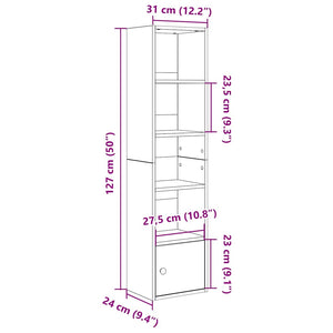 Βιβλιοθήκη Καφέ Δρυς 31x24x127 εκ. από Επεξεργασμένο Ξύλο - Pakobazaar