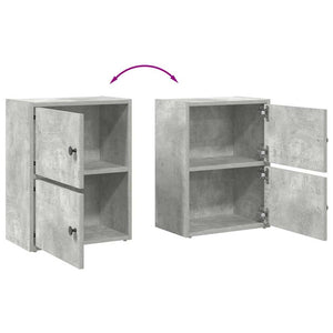 Βιβλιοθήκη Γκρι Σκυροδέματος 40x24x52 εκ. Επεξεργ. Ξύλο - Pakobazaar