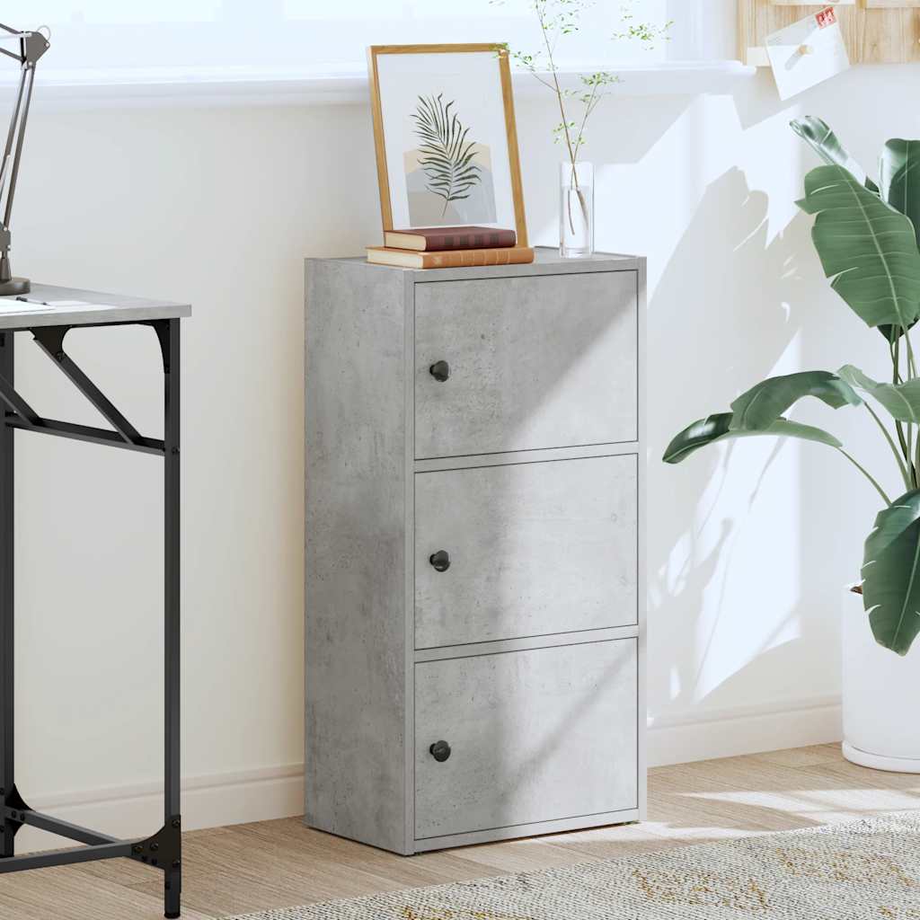 Βιβλιοθήκη Γκρι Σκυροδέματος 40x24x77 εκ. Επεξεργ. Ξύλο