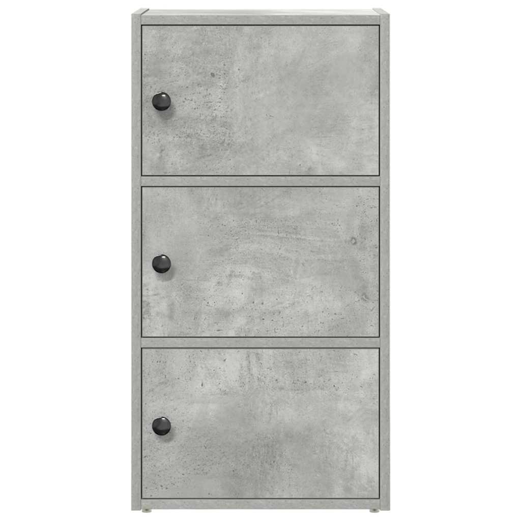 Βιβλιοθήκη Γκρι Σκυροδέματος 40x24x77 εκ. Επεξεργ. Ξύλο