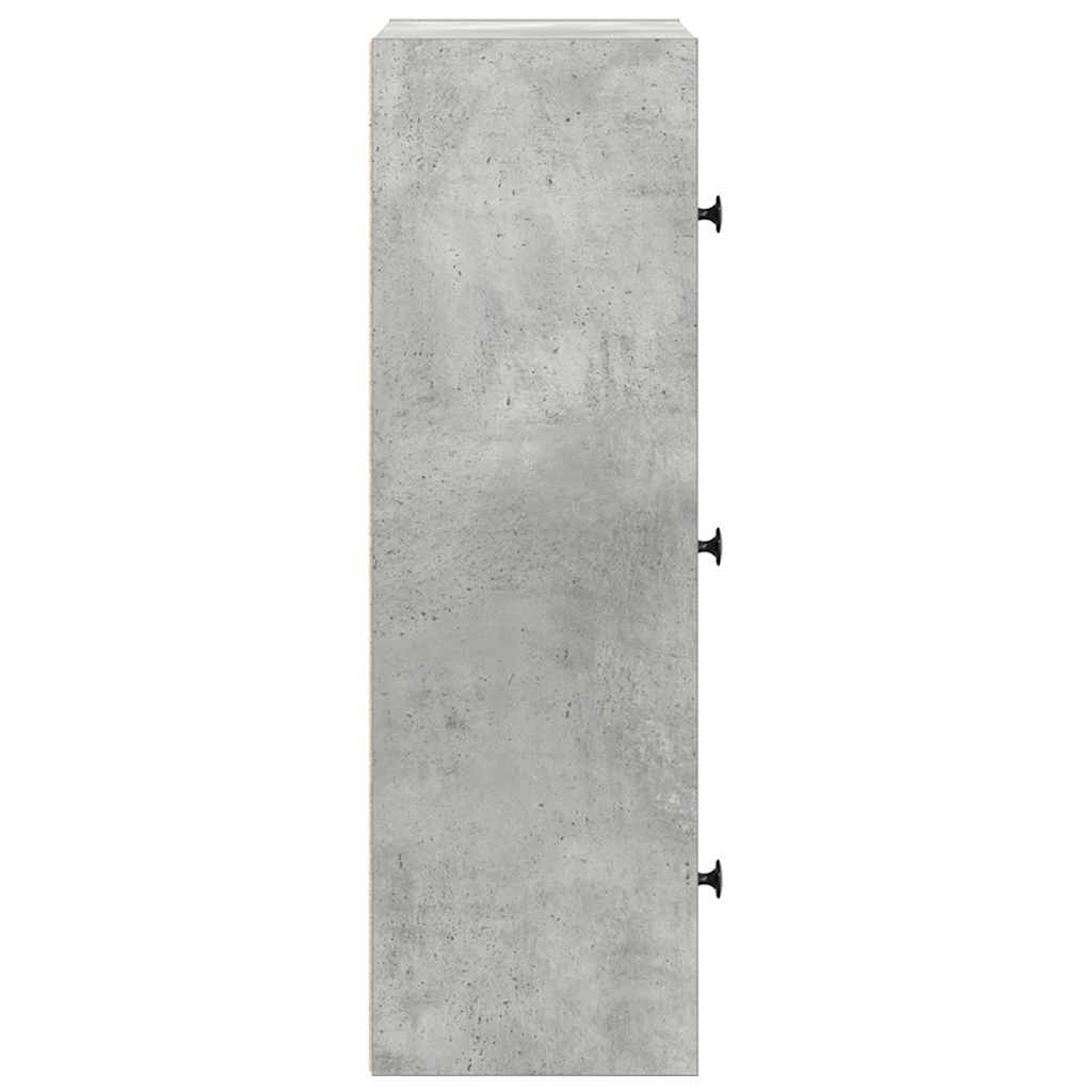 Βιβλιοθήκη Γκρι Σκυροδέματος 40x24x77 εκ. Επεξεργ. Ξύλο