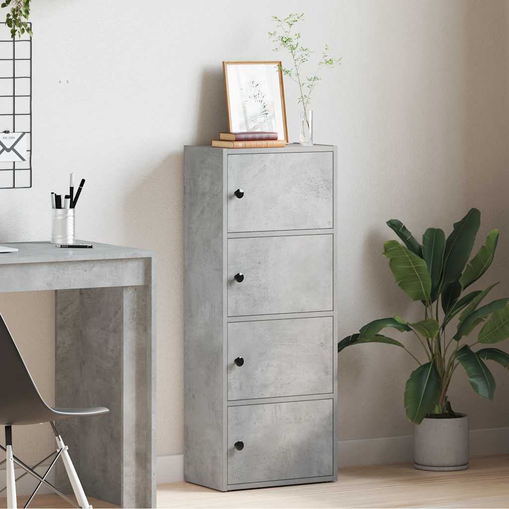 Βιβλιοθήκη Γκρι Σκυροδέματος 40x24x102 εκ. Επεξεργ. Ξύλο - Pakobazaar