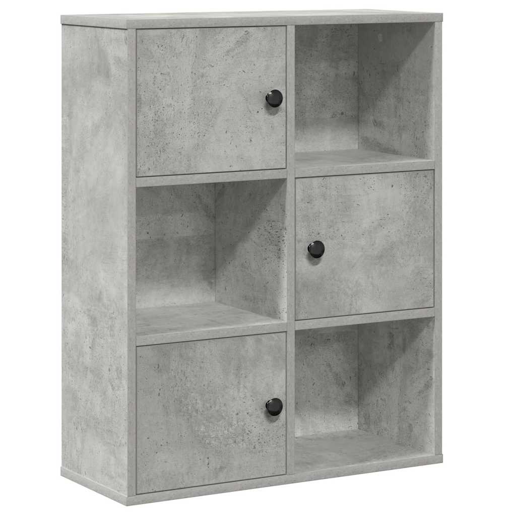 Βιβλιοθήκη Γκρι Σκυροδέματος 60x24x76,5 εκ. Επεξεργ. Ξύλο