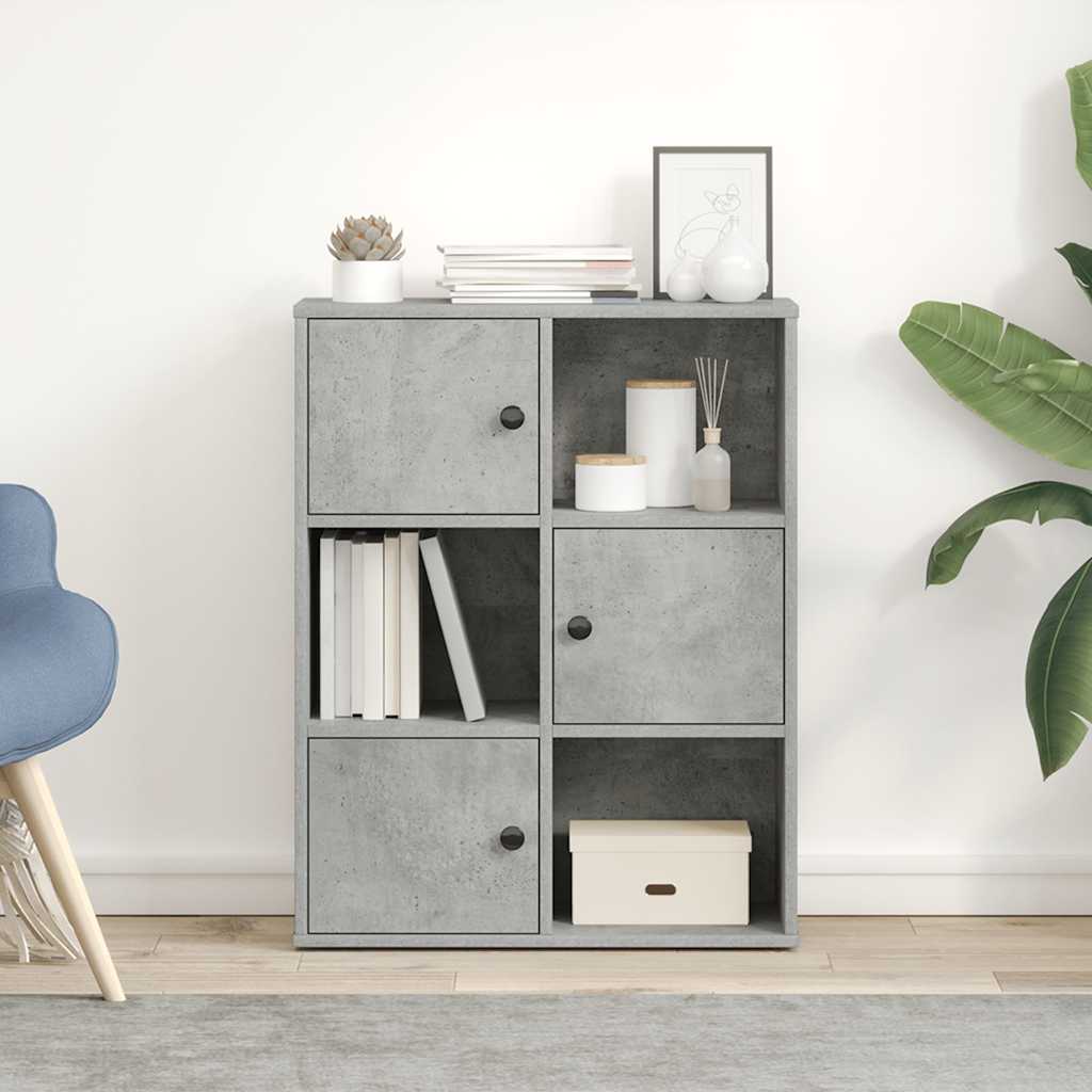 Βιβλιοθήκη Γκρι Σκυροδέματος 60x24x76,5 εκ. Επεξεργ. Ξύλο