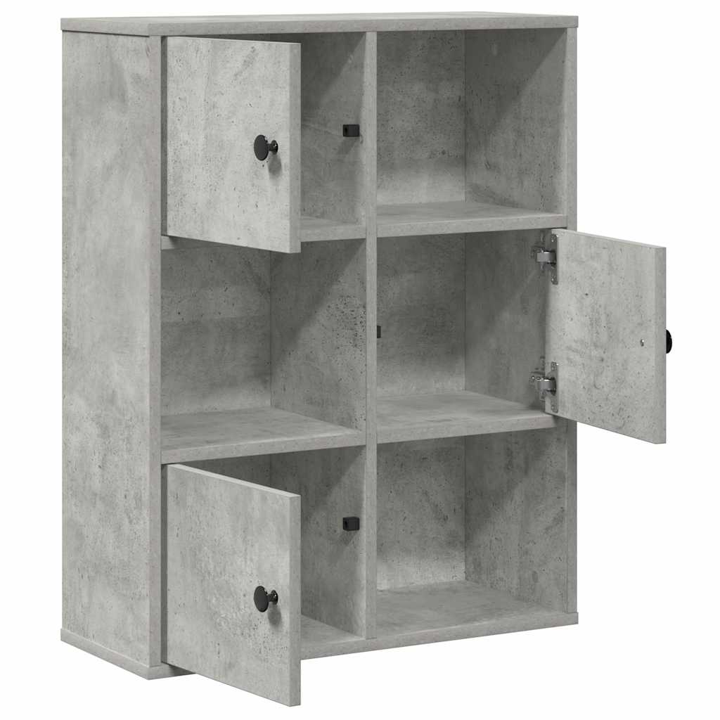 Βιβλιοθήκη Γκρι Σκυροδέματος 60x24x76,5 εκ. Επεξεργ. Ξύλο