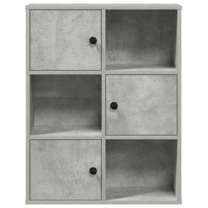 Βιβλιοθήκη Γκρι Σκυροδέματος 60x24x76,5 εκ. Επεξεργ. Ξύλο