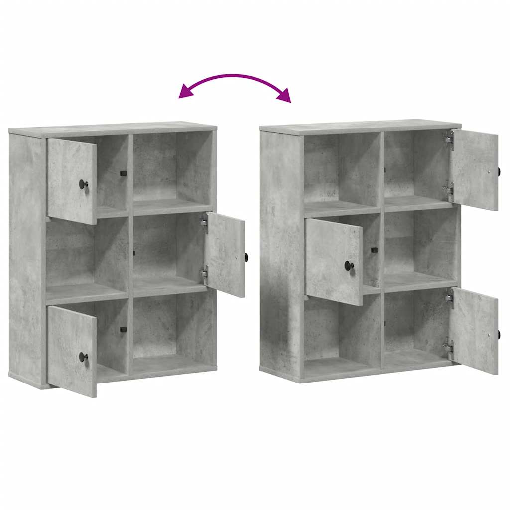 Βιβλιοθήκη Γκρι Σκυροδέματος 60x24x76,5 εκ. Επεξεργ. Ξύλο