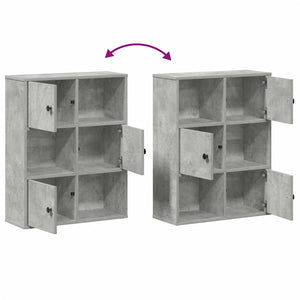 Βιβλιοθήκη Γκρι Σκυροδέματος 60x24x76,5 εκ. Επεξεργ. Ξύλο