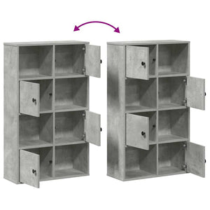 Βιβλιοθήκη Γκρι Σκυροδέματος 60x24x101,5 εκ. Επεξεργ. Ξύλο