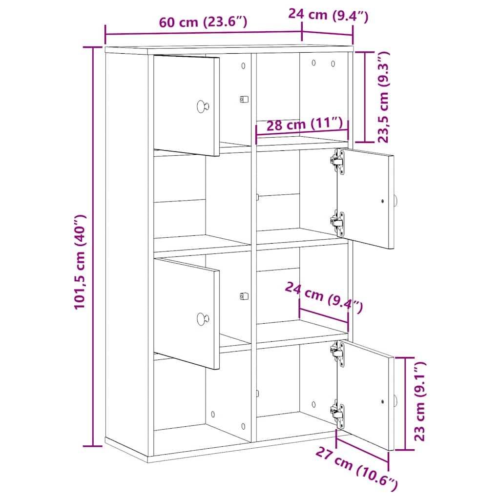 Βιβλιοθήκη Καφέ Δρυς 60x24x101,5 εκ. από Επεξεργασμένο Ξύλο