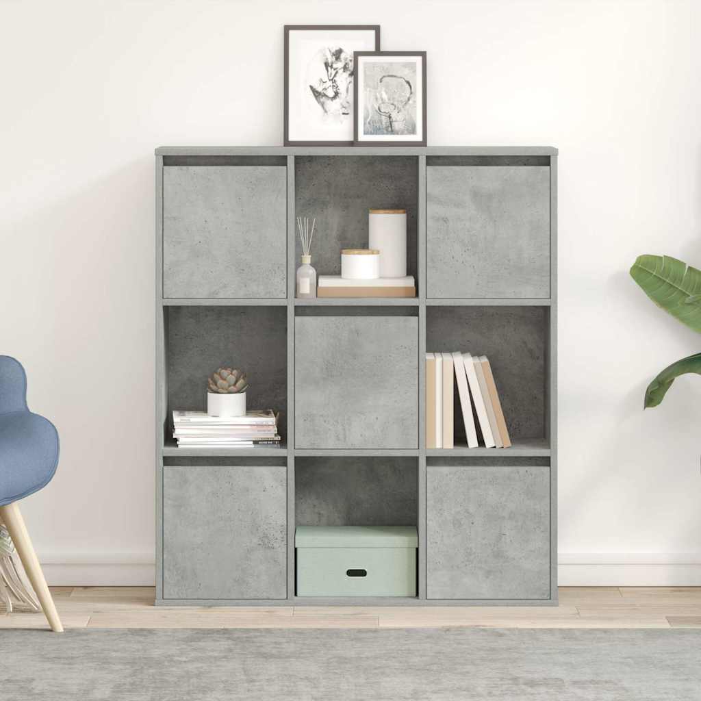 Βιβλιοθήκη Γκρι Σκυροδέματος 89x24x101,5 εκ. Επεξεργ. Ξύλο - Pakobazaar