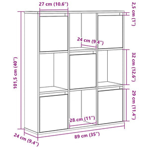 Βιβλιοθήκη Γκρι Σκυροδέματος 89x24x101,5 εκ. Επεξεργ. Ξύλο - Pakobazaar