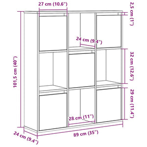 Βιβλιοθήκη Αρτισιανή Δρυς 89x24x101,5 εκ. Επεξ. Ξύλο
