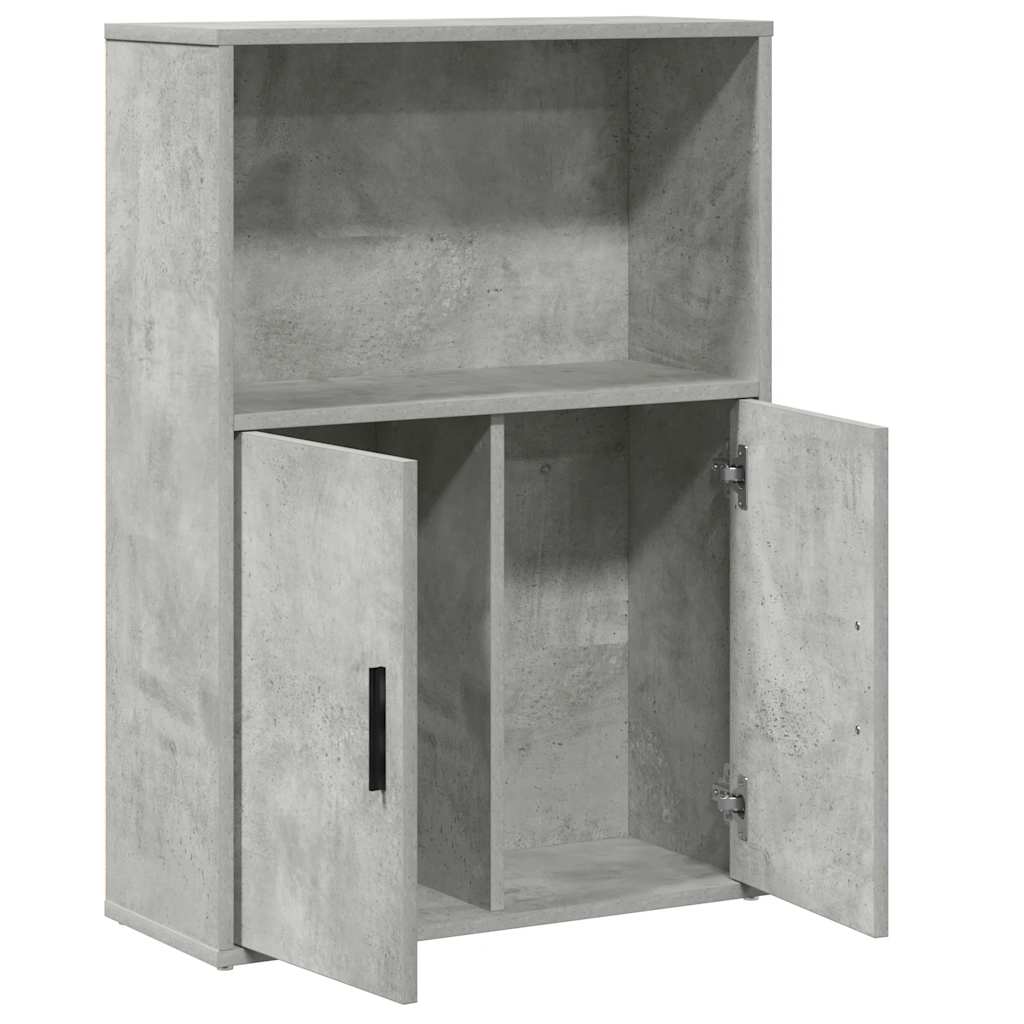 Βιβλιοθήκη Γκρι Σκυροδέματος 60x24x85 εκ. Επεξεργ. Ξύλο