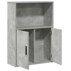Βιβλιοθήκη Γκρι Σκυροδέματος 60x24x85 εκ. Επεξεργ. Ξύλο