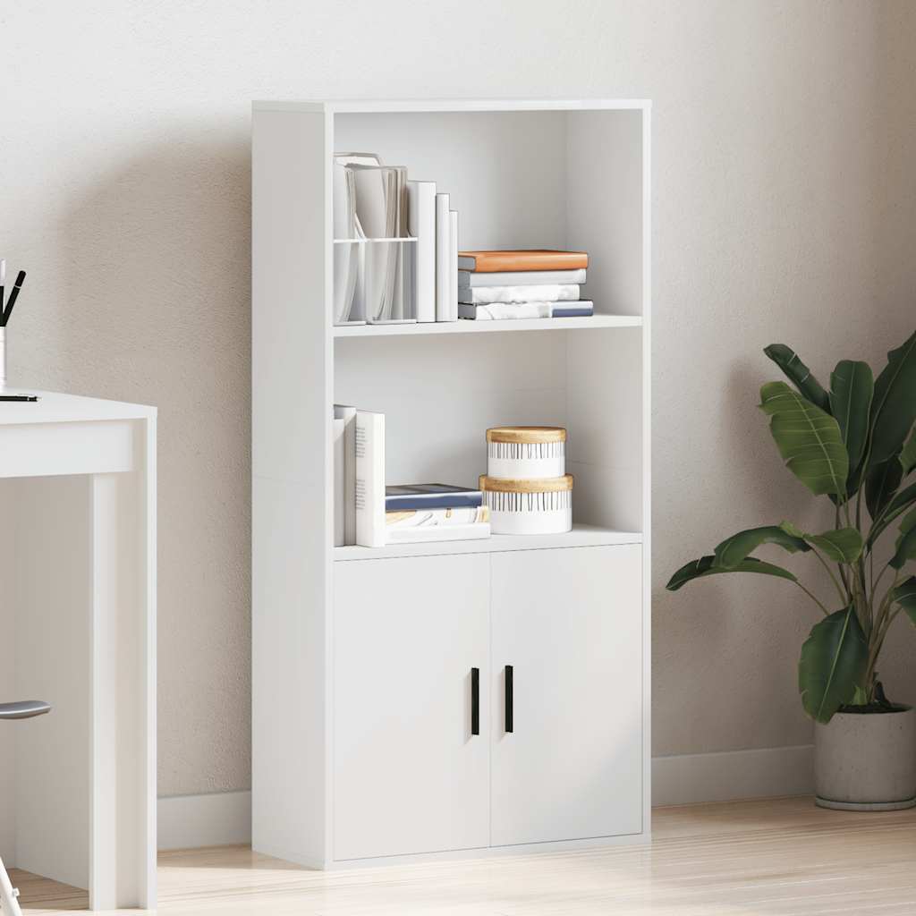 Βιβλιοθήκη Λευκή 60x24x120 εκ. από Επεξεργασμένο Ξύλο - Pakobazaar