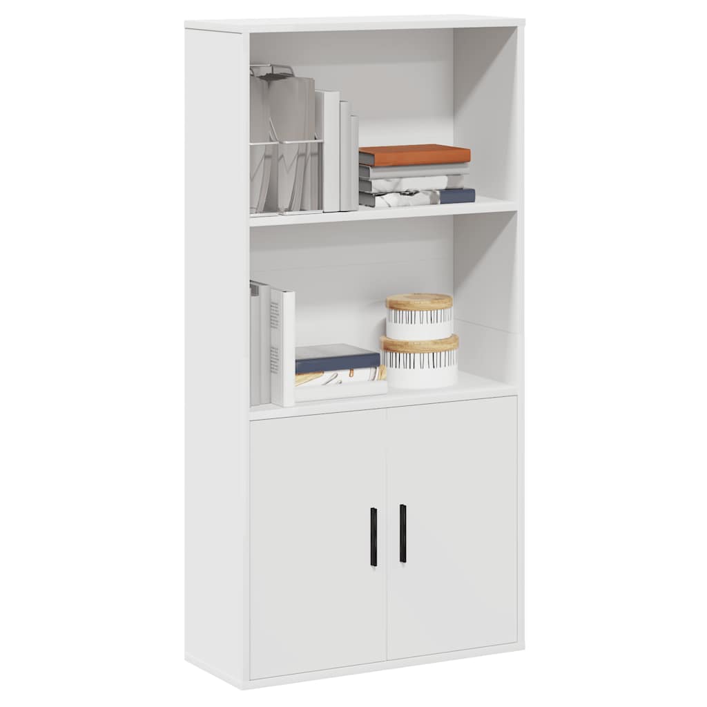 Βιβλιοθήκη Λευκή 60x24x120 εκ. από Επεξεργασμένο Ξύλο - Pakobazaar
