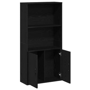 Βιβλιοθήκη Μαύρη Δρυς 60x24x120 εκ. Κατασκευασμένο ξύλο