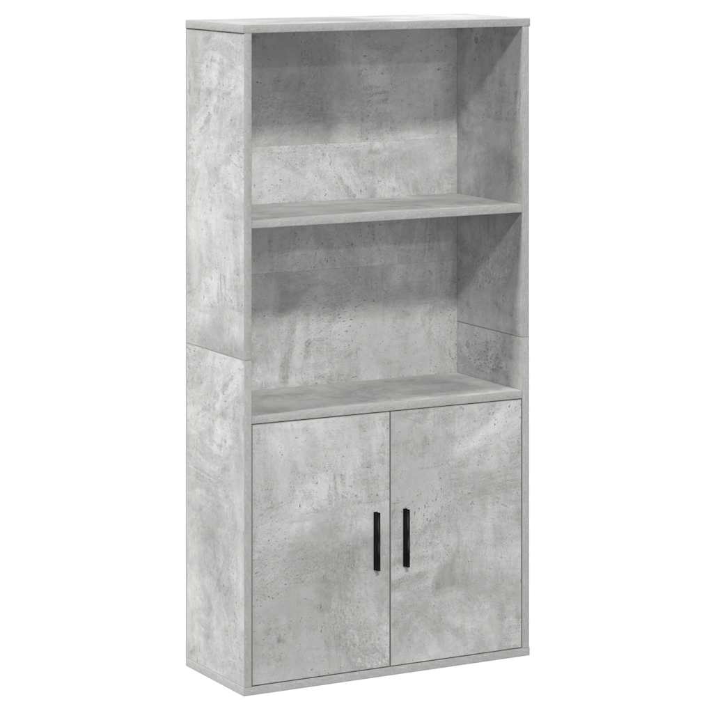 Βιβλιοθήκη Γκρι Σκυροδέματος 60x24x120 εκ. Επεξεργ. Ξύλο - Pakobazaar