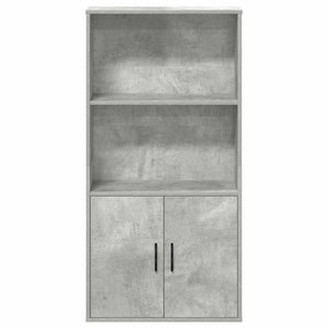 Βιβλιοθήκη Γκρι Σκυροδέματος 60x24x120 εκ. Επεξεργ. Ξύλο - Pakobazaar