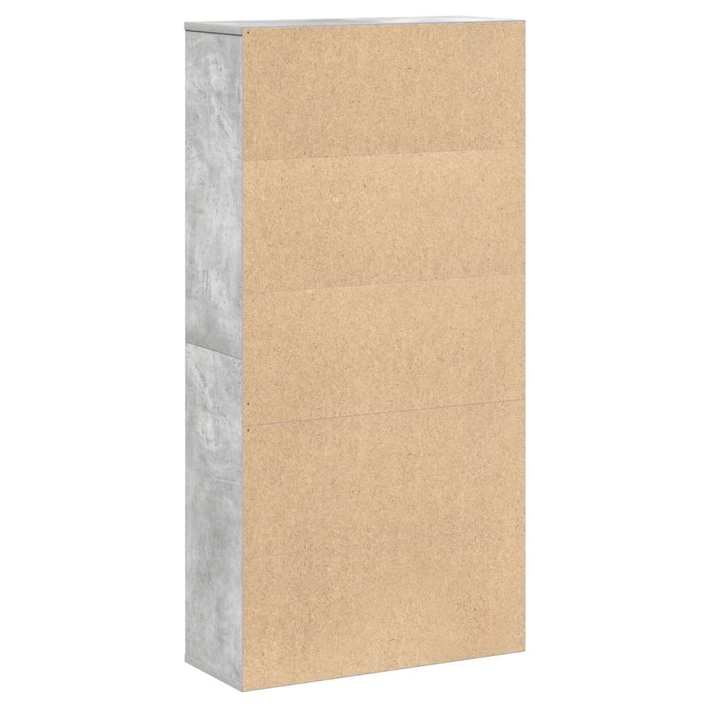 Βιβλιοθήκη Γκρι Σκυροδέματος 60x24x120 εκ. Επεξεργ. Ξύλο - Pakobazaar