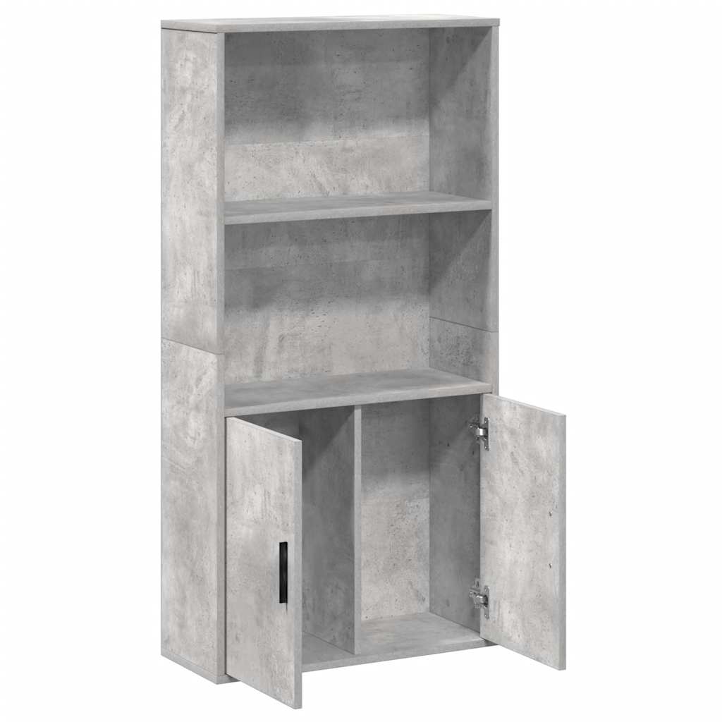 Βιβλιοθήκη Γκρι Σκυροδέματος 60x24x120 εκ. Επεξεργ. Ξύλο - Pakobazaar