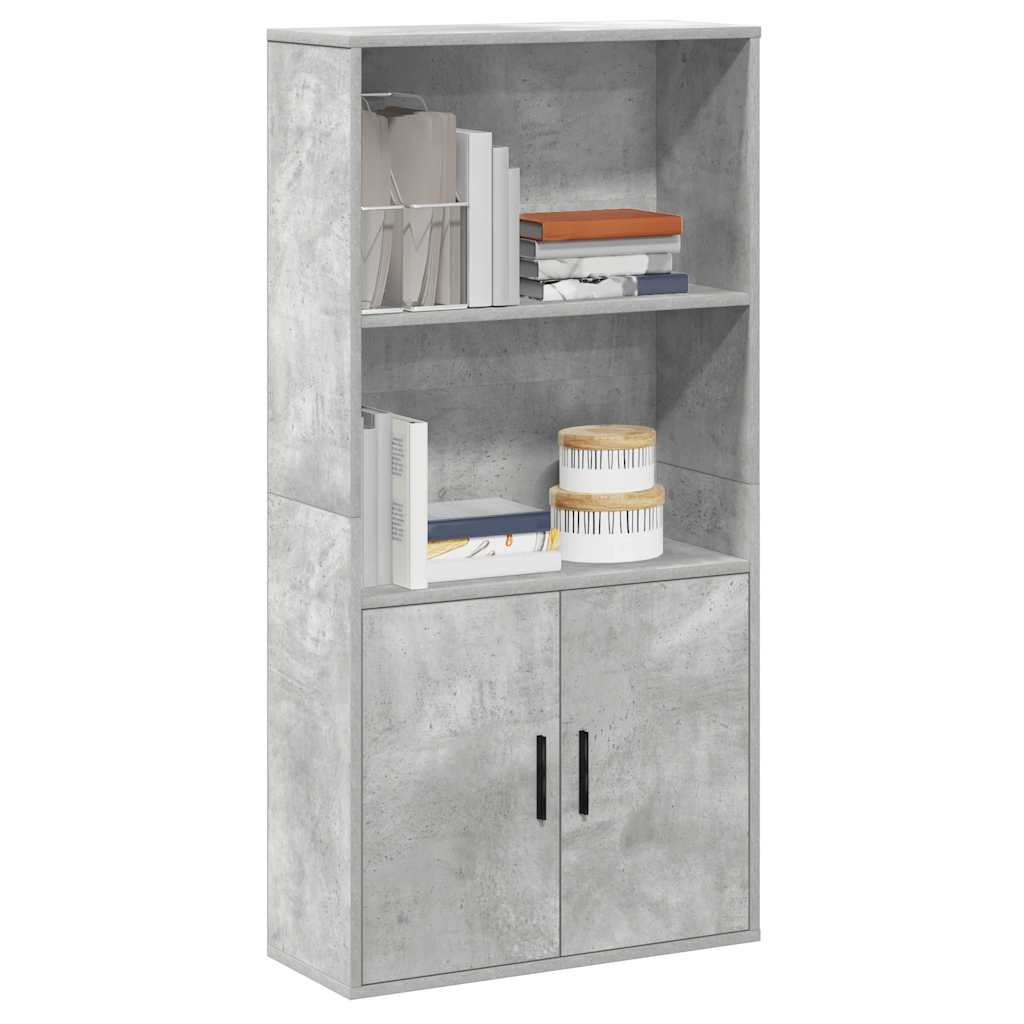 Βιβλιοθήκη Γκρι Σκυροδέματος 60x24x120 εκ. Επεξεργ. Ξύλο - Pakobazaar