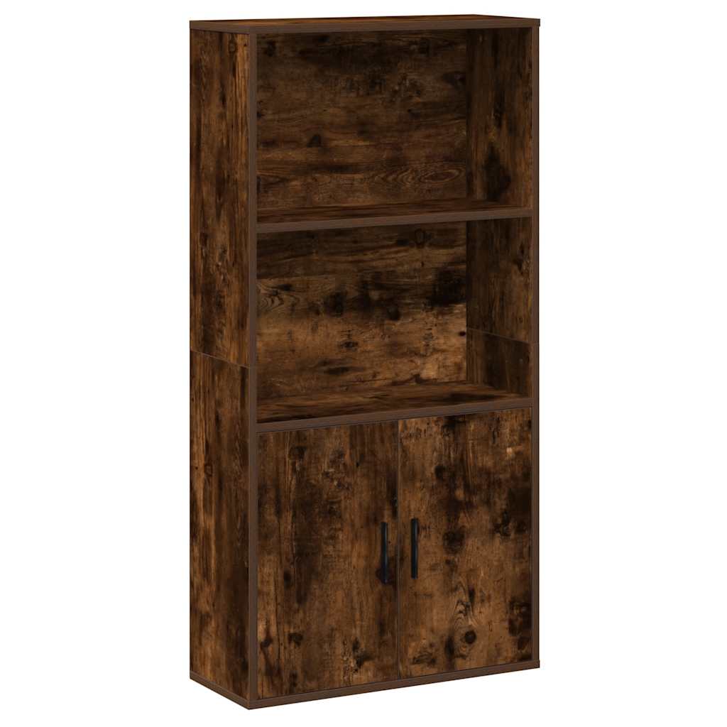 Βιβλιοθήκη Καπνιστή Δρυς 60x24x120 εκ. από Επεξεργασμένο Ξύλο
