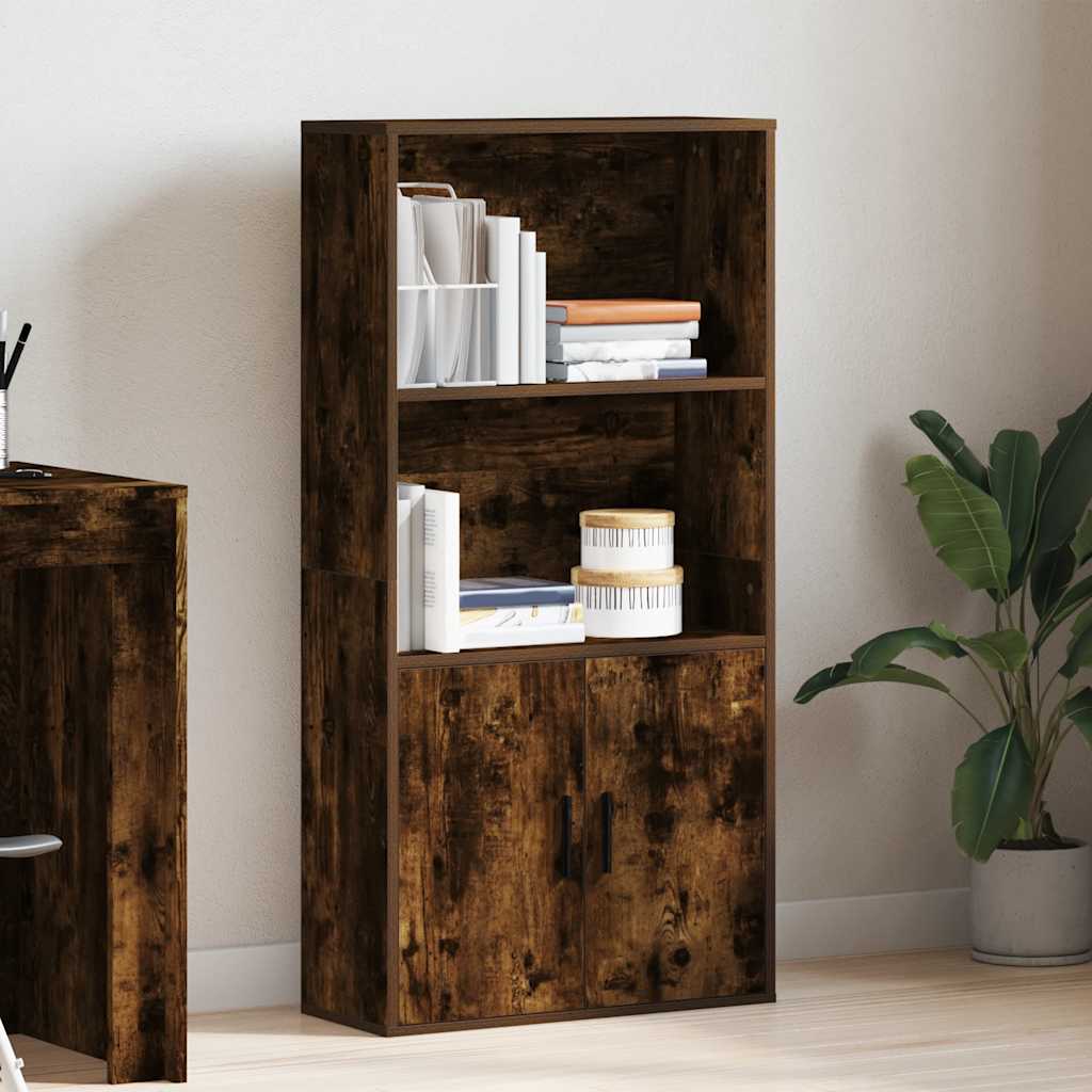 Βιβλιοθήκη Καπνιστή Δρυς 60x24x120 εκ. από Επεξεργασμένο Ξύλο
