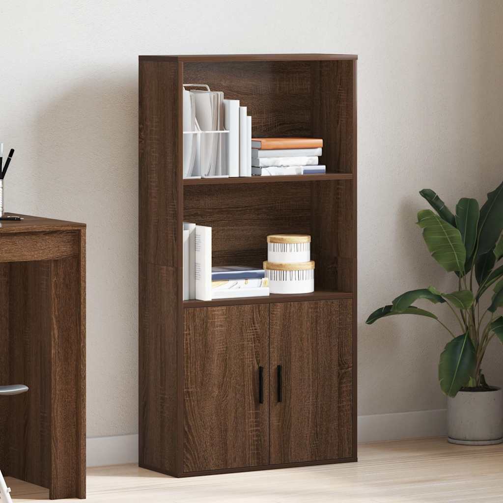 Βιβλιοθήκη Καφέ Δρυς 60x24x120 εκ. από Επεξεργασμένο Ξύλο - Pakobazaar