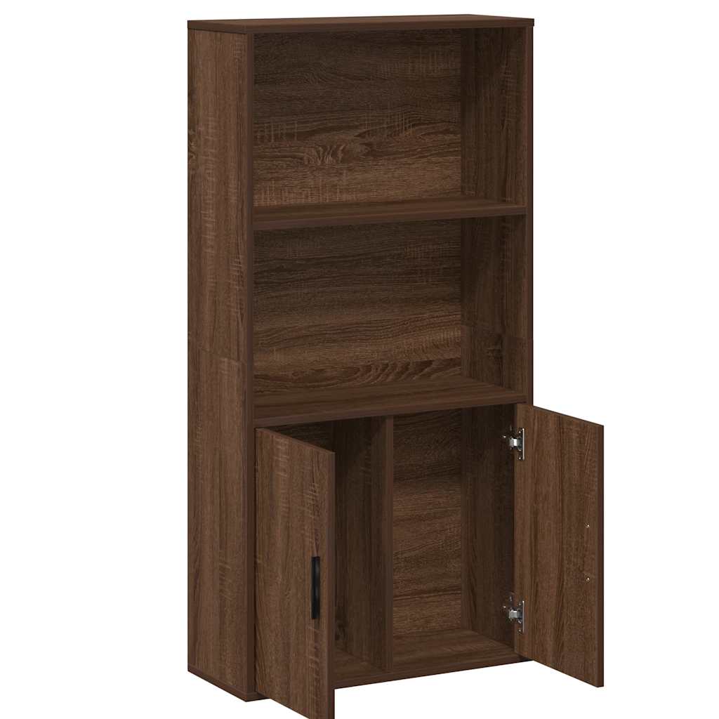 Βιβλιοθήκη Καφέ Δρυς 60x24x120 εκ. από Επεξεργασμένο Ξύλο - Pakobazaar