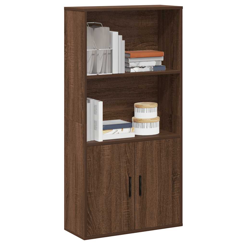 Βιβλιοθήκη Καφέ Δρυς 60x24x120 εκ. από Επεξεργασμένο Ξύλο - Pakobazaar