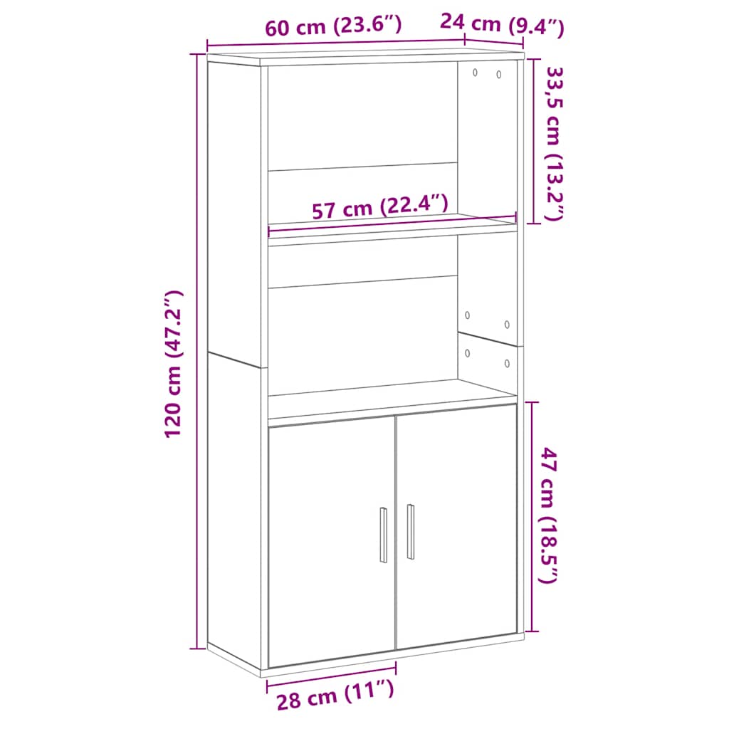 Βιβλιοθήκη Αρτισιανή Δρυς 60x24x120 εκ. Επεξ. Ξύλο - Pakobazaar