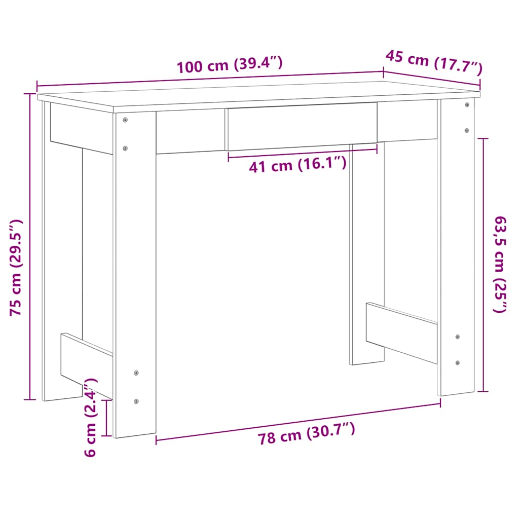 Γραφείο  Λευκό 100x45x75 cm Κατασκευασμένο ξύλο