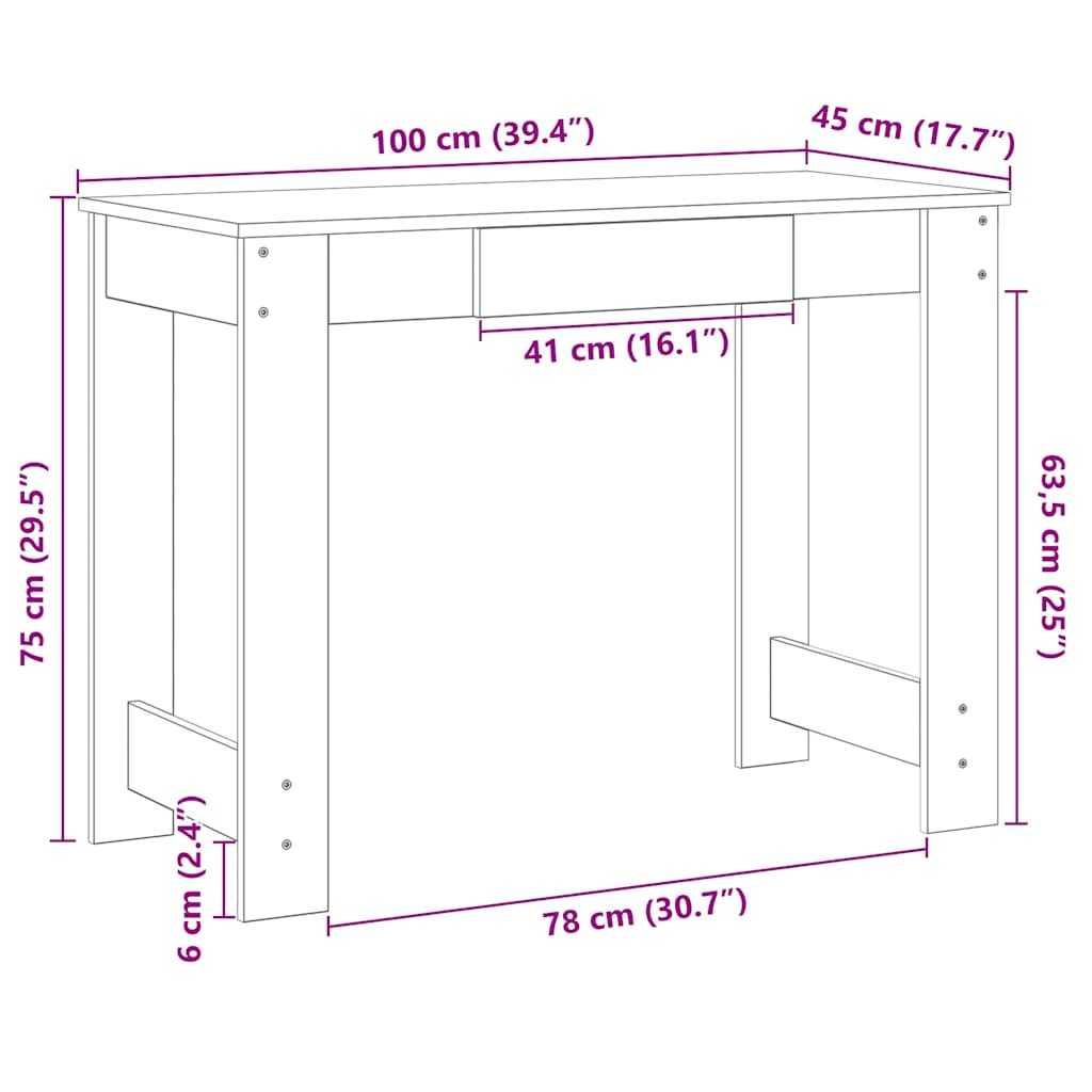 Γραφείο Γκρι του Σκυροδέματος 100x45x75 εκ. από Μοριοσανίδα