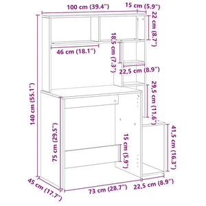 Γραφείο  με ράφια Λευκό 100x45x140 cm Κατασκευασμένο ξύλο - Pakobazaar