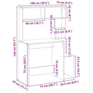Γραφείο με Ράφια Sonoma Δρυς 100x45x140 εκ. Επεξεργασμένο Ξύλο - Pakobazaar