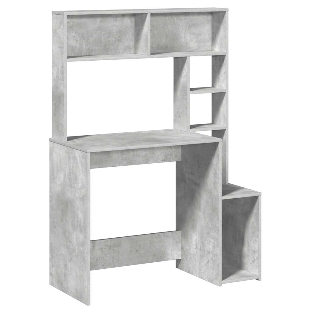 Γραφείο με Ράφια Γκρι Σκυροδέματος 100x45x140 εκ. Επεξεργ. Ξύλο - Pakobazaar