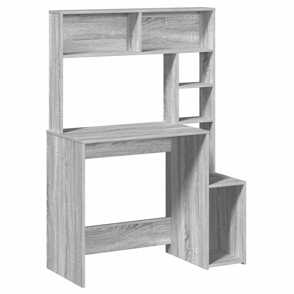 Γραφείο με Ράφια Γκρι Sonoma 100x45x140 εκ. Επεξεργασμένο Ξύλο