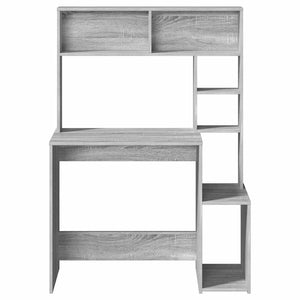 Γραφείο με Ράφια Γκρι Sonoma 100x45x140 εκ. Επεξεργασμένο Ξύλο