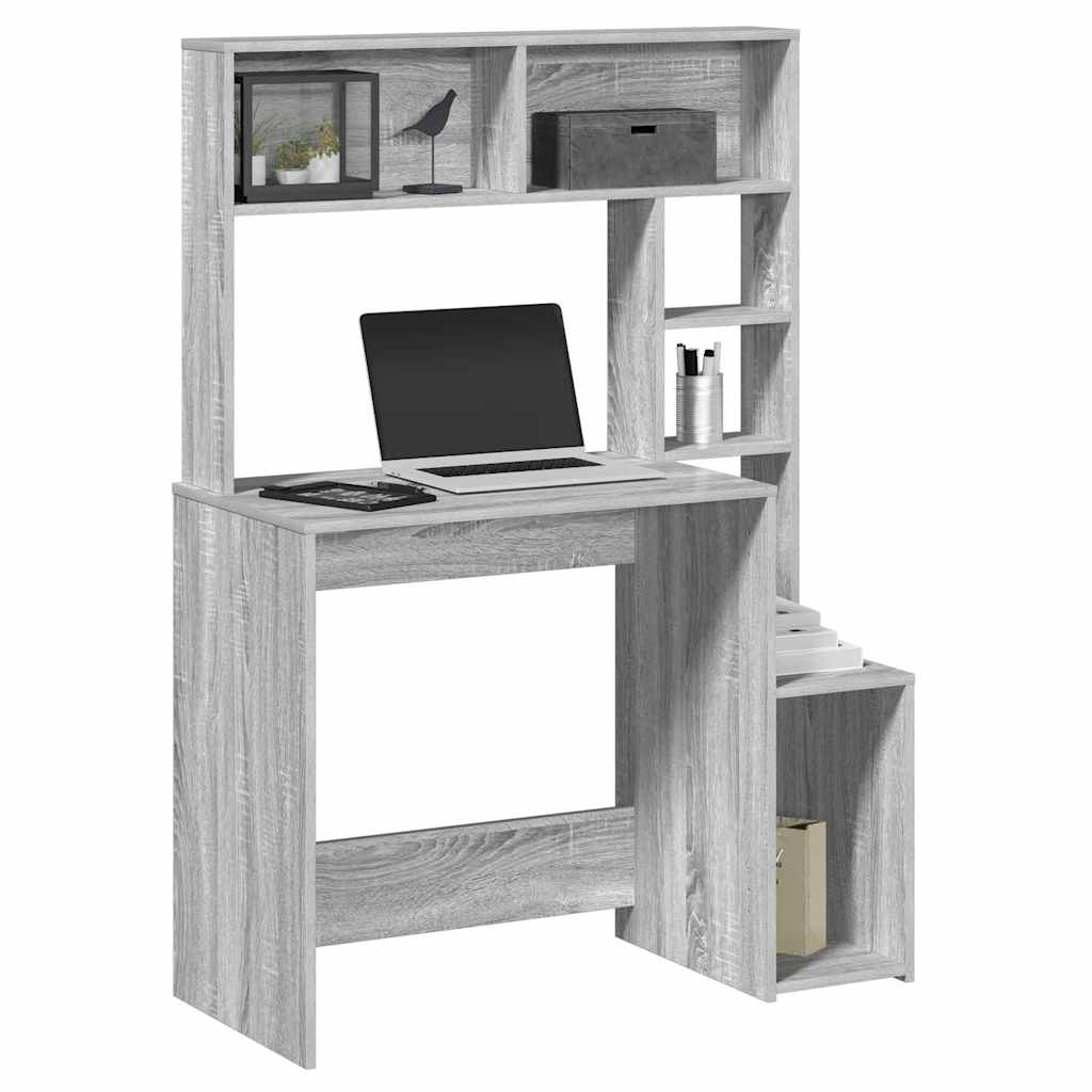 Γραφείο με Ράφια Γκρι Sonoma 100x45x140 εκ. Επεξεργασμένο Ξύλο