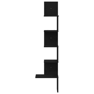Γωνιακό ράφι τοίχου  Μαύρο 32x32x127,5 cm Κατασκευασμένο ξύλο
