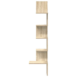 Γωνιακή Ραφιέρα Τοίχου Ξύλο Δρυός 32x32x127,5 εκ. Μοριοσανίδα
