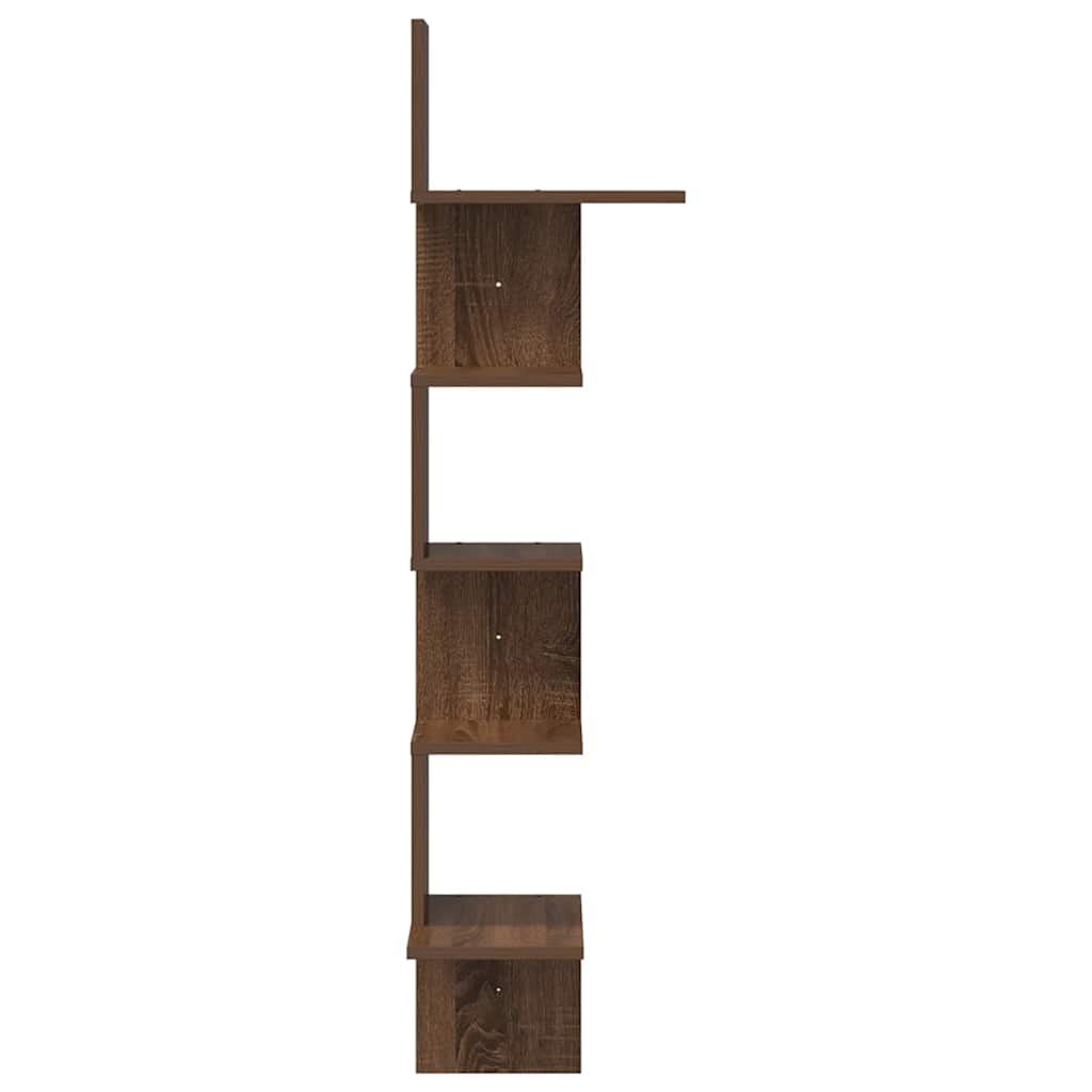 Γωνιακή Ραφιέρα Τοίχου Καφέ Δρυς 32x32x127,5 εκ. Επεξ. Ξύλο