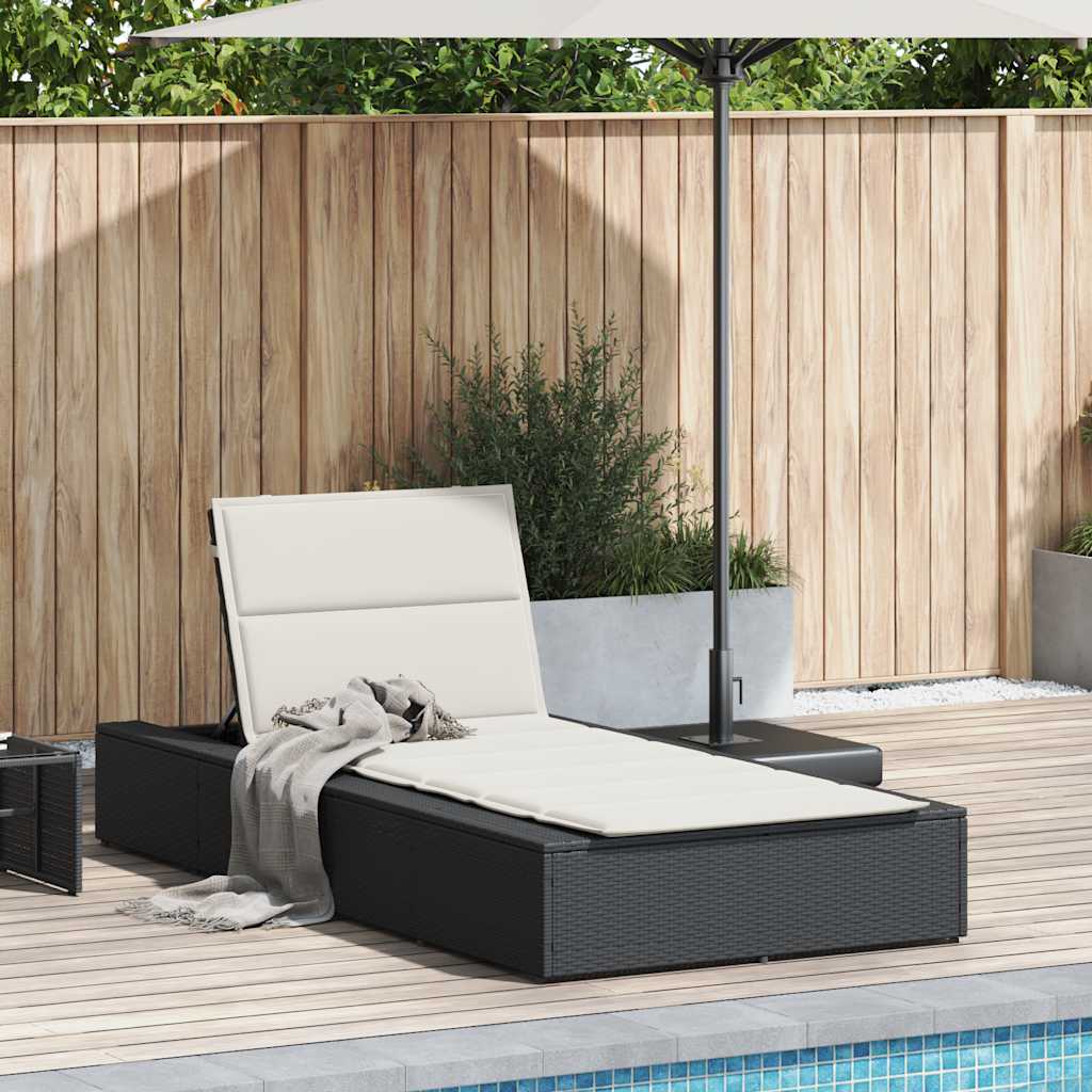 Ξαπλώστρα με αιωρούμενο μαξιλάρι Μαύρο Poly Rattan