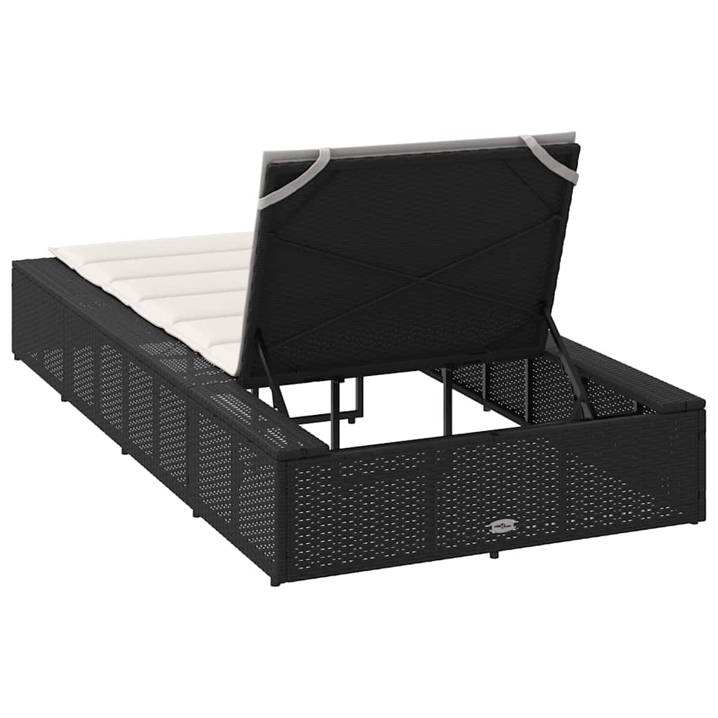 Ξαπλώστρα με αιωρούμενο μαξιλάρι Μαύρο Poly Rattan